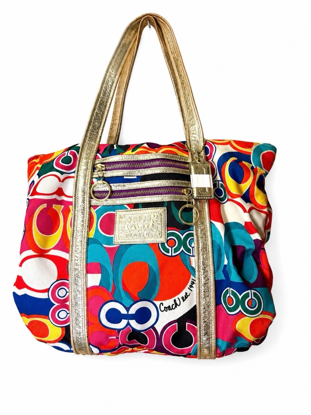 Coach Graffiti Tote Bag POPPY Signature Glam 13839 Multi Color Vintage